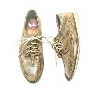 Rollie Derby Metallic Genuine Leather Lace Up Loafer